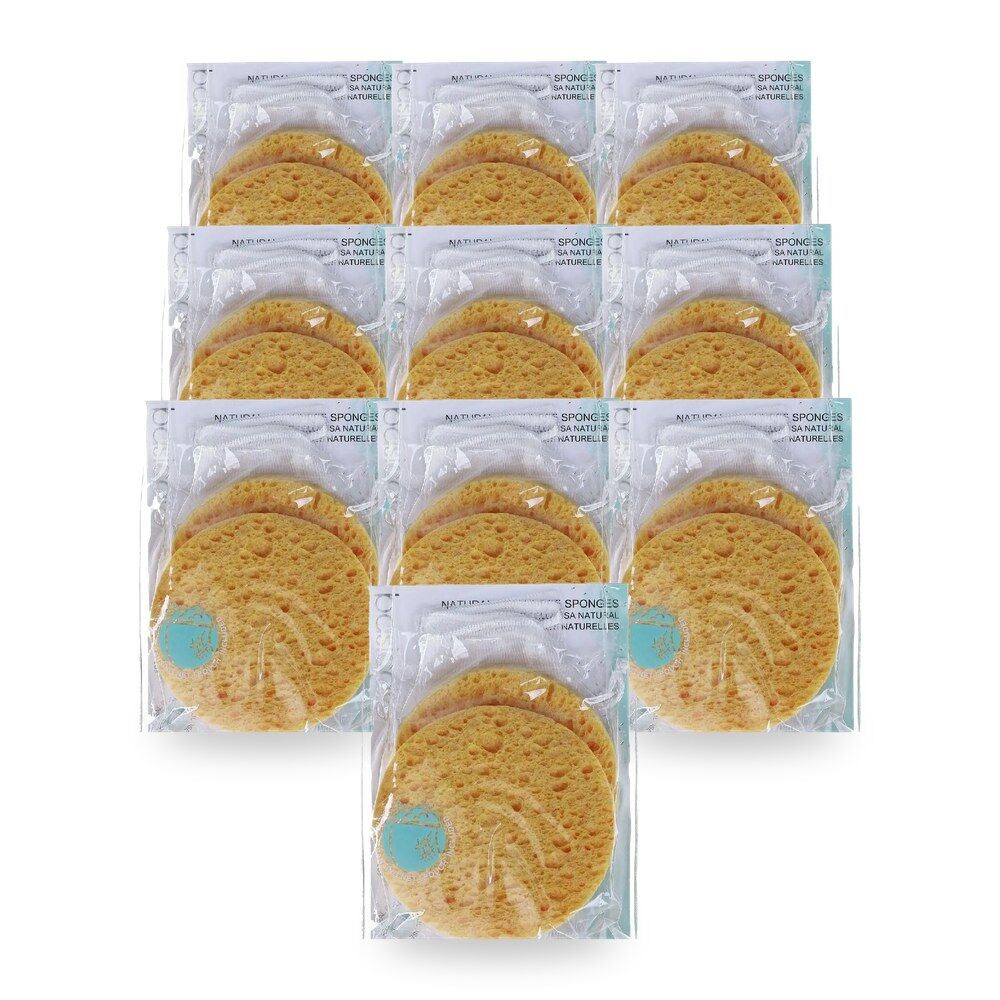 Basicare Natural Cellulose Sponge 7.5cm Gentle Deep Cleansing Face and Body Pack of 10