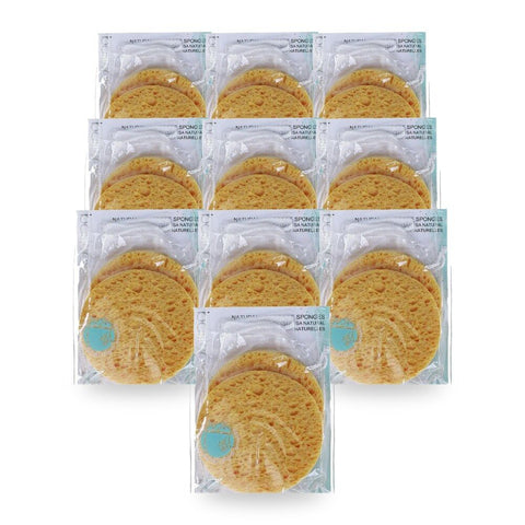 Basicare Natural Cellulose Sponge 7.5cm Gentle Deep Cleansing Face and Body Pack of 10