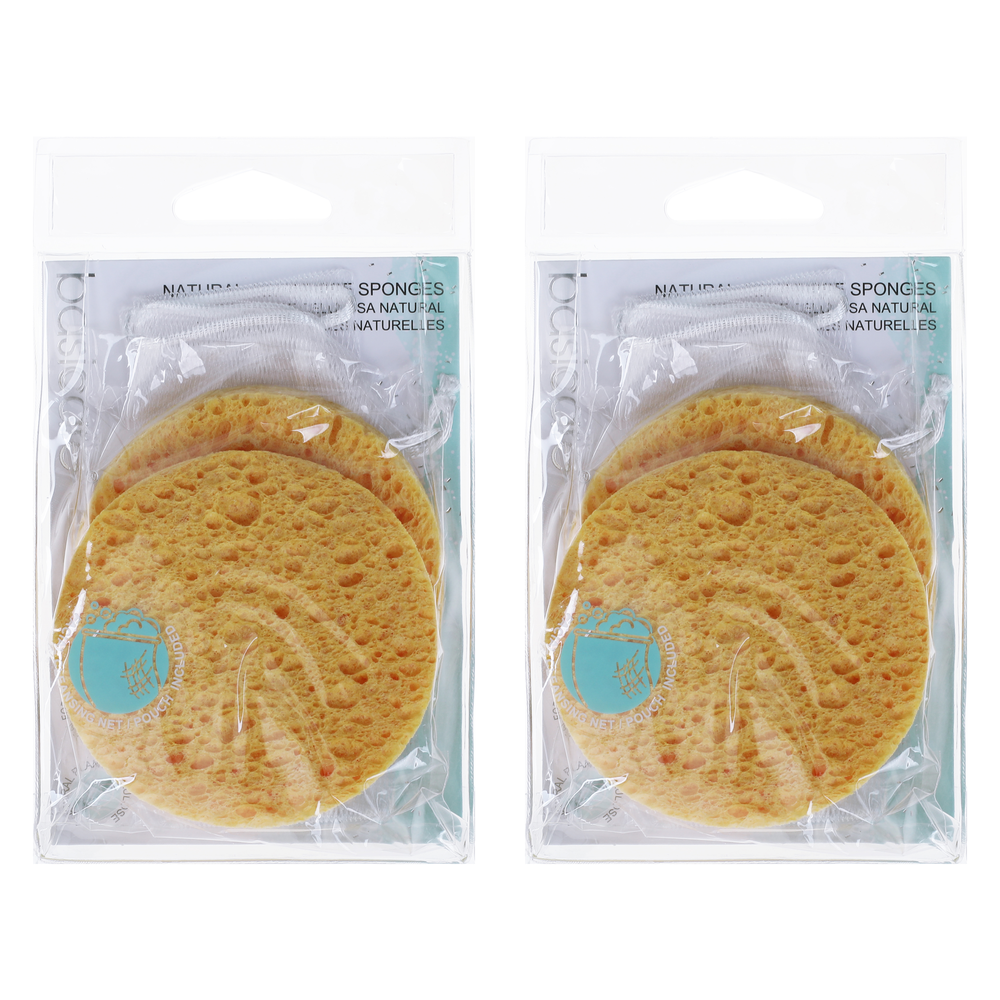 Basicare Natural Cellulose Sponge 7.5cm Bundle of 2 Gentle Face Body Cleansing