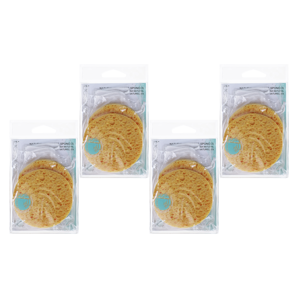 Basicare Natural Cellulose Sponge 7.5cm 4 Pack Gentle Face and Body