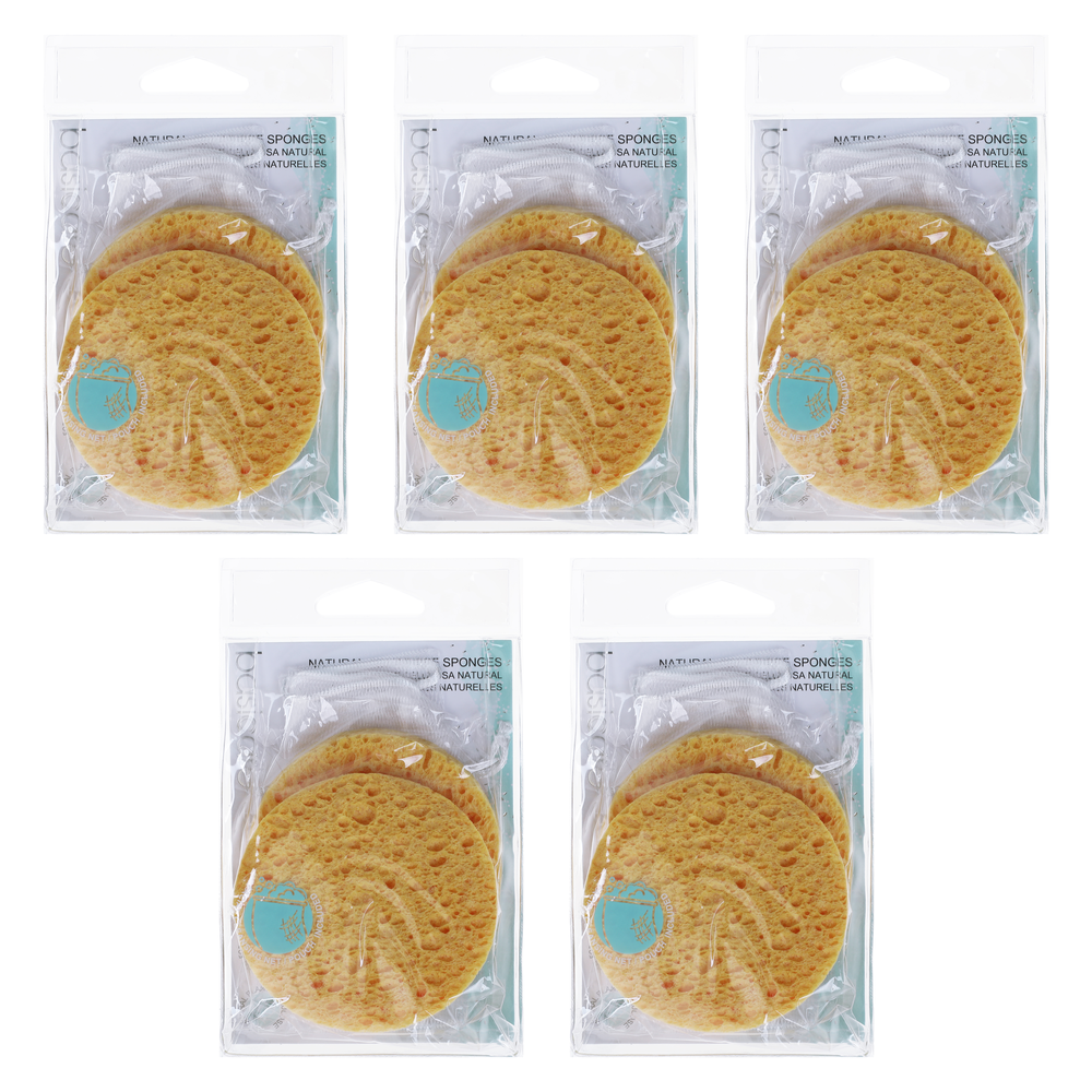 Basicare Natural Cellulose Sponge 7.5cm Bundle of 5 Gentle Deep Cleansing