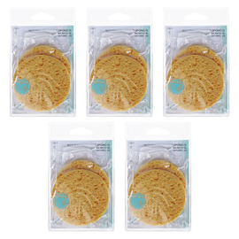 Basicare Natural Cellulose Sponge 7.5cm Bundle of 5 Gentle Deep Cleansing