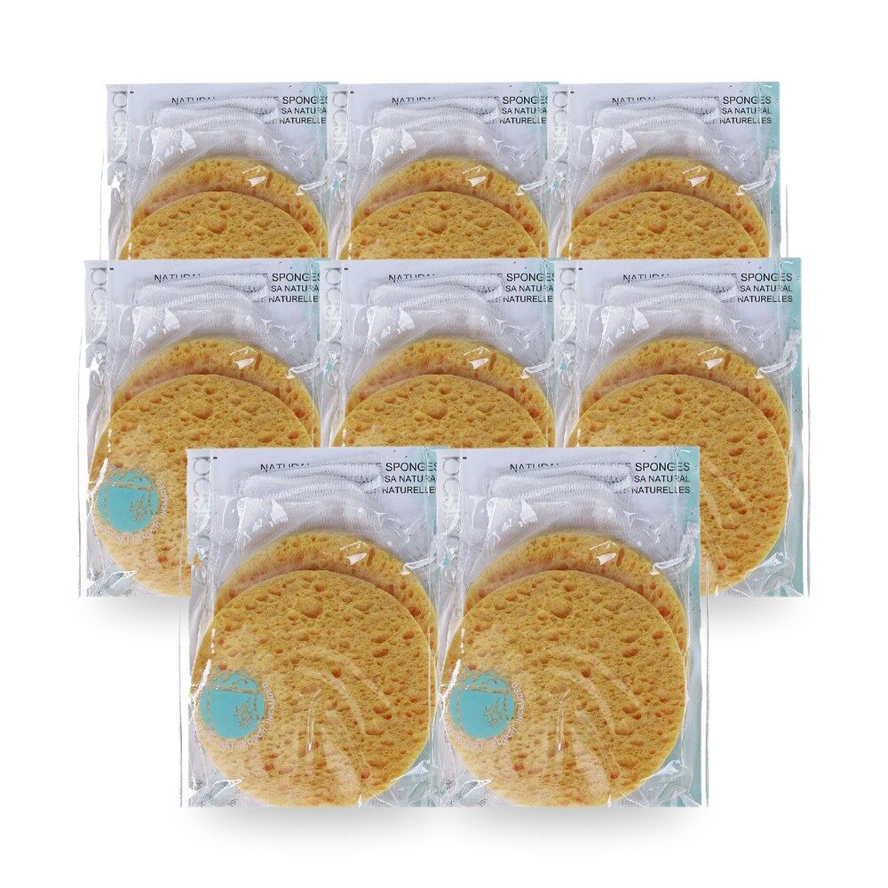Basicare Natural Cellulose Sponge 7.5cm Gentle Deep Cleansing Face and Body Pack of 8