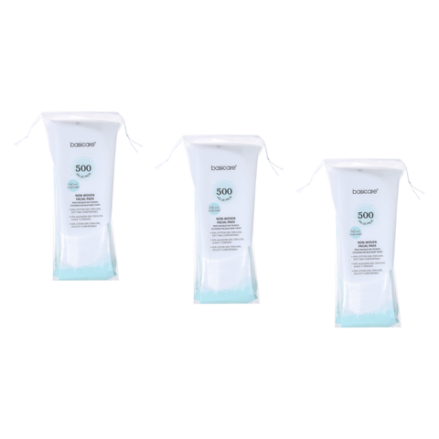 Basicare 3 Pack 500 Piece Thin Non Woven Facial Pads Value Pack