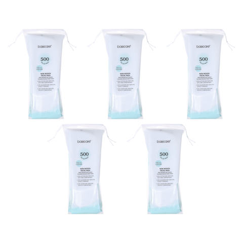 Basicare Bundle of 5 500 Piece Thin Non Woven Facial Pads