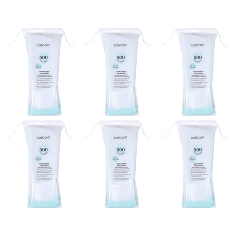 Basicare Bundle of 6 500 Piece Thin Non Woven Facial Pads 3000 Pieces