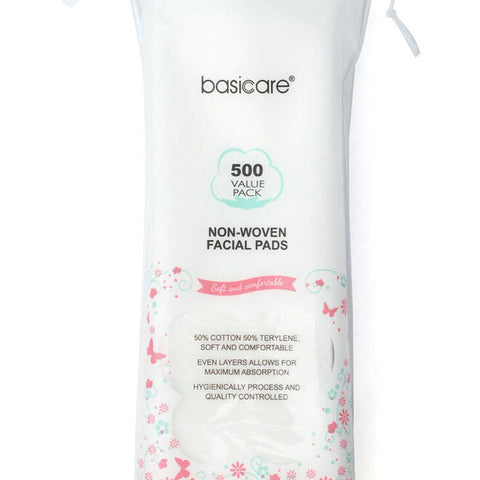 Basicare 500 Piece Thin Non Woven Facial Pads Value Pack Cotton Absorbent