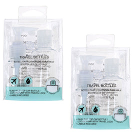Basicare 2 Piece Travel Bottles 60ml and 80ml Refillable Set with Stickers x 2