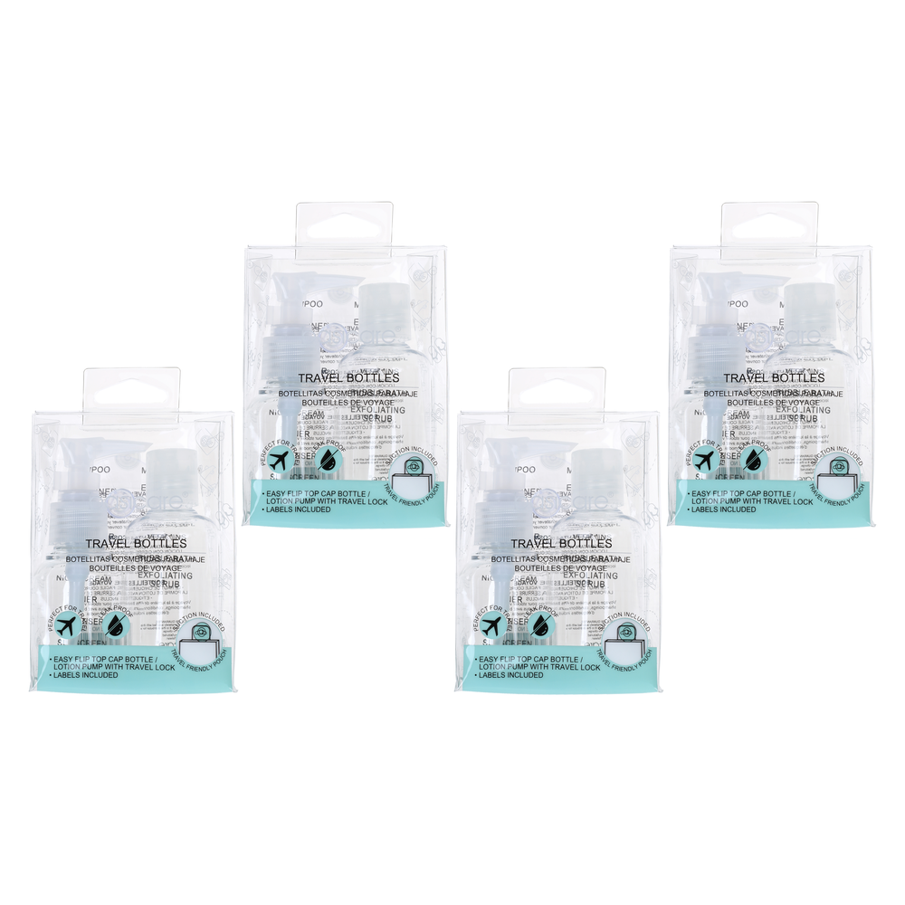 Basicare 2 Piece Travel Bottles 60ml 80ml Refillable Set 4 Pack with Stickers