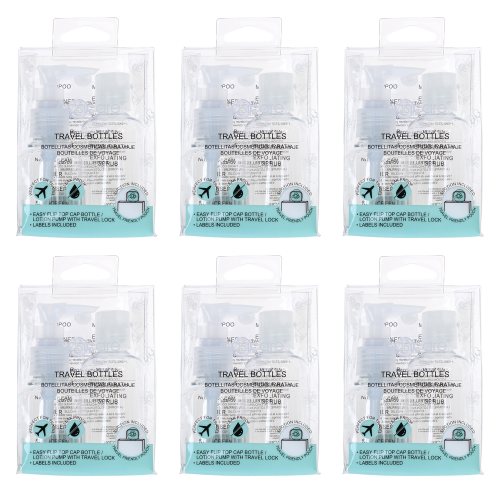 Basicare 2 Piece Travel Bottles 60ml 80ml Refillable Set Bundle of 6