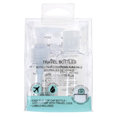 Basicare 2 Piece Travel Bottles 60ml and 80ml Refillable Set with Stickers