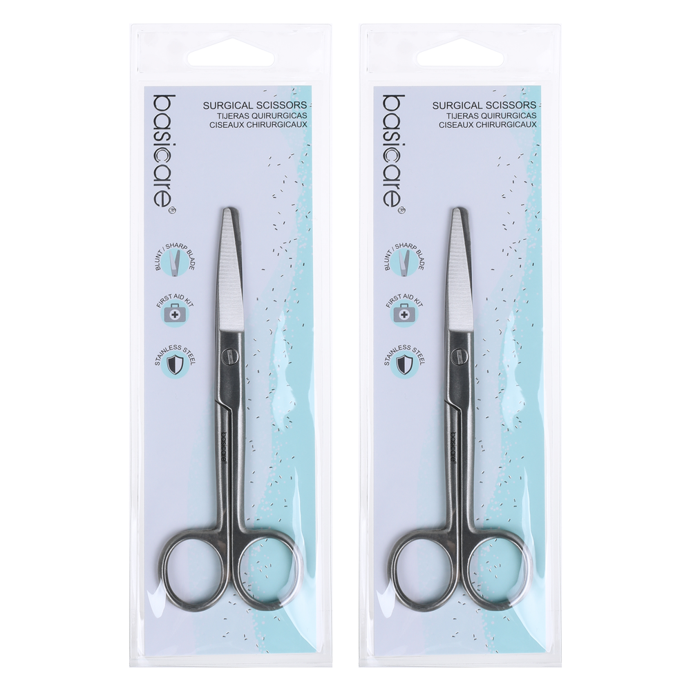 Basicare Stainless Steel Surgical Scissors Blunt and Sharp Blades x 2