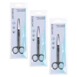 Basicare Stainless Steel Surgical Scissors Blunt and Sharp Pack of 3