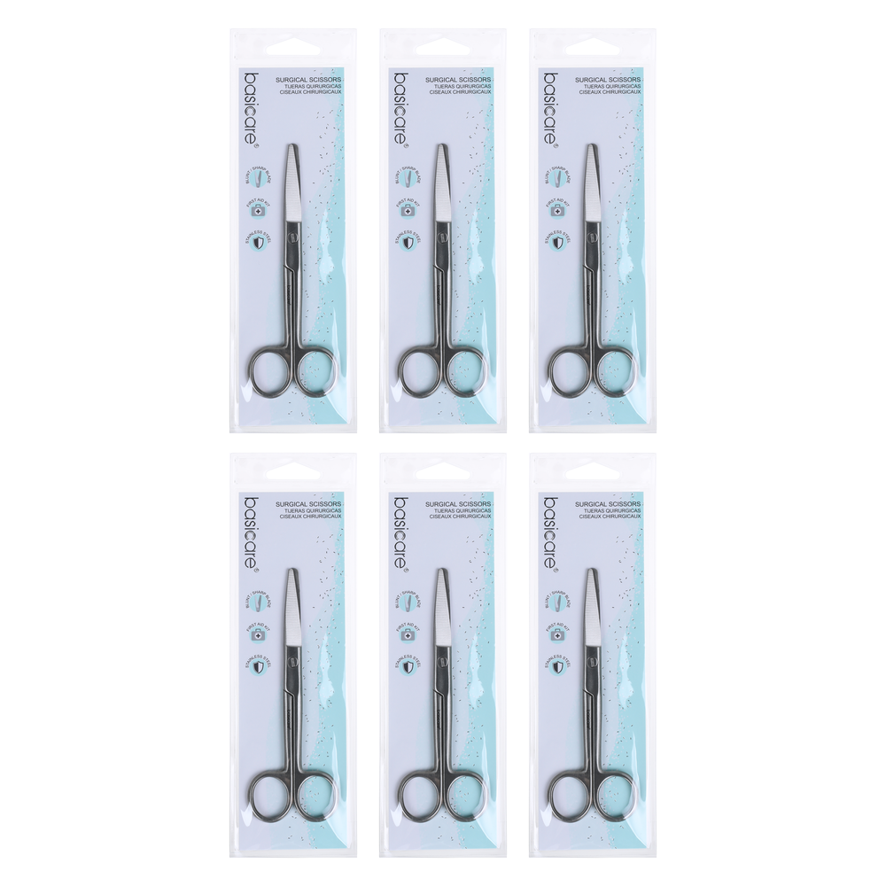 Basicare Stainless Steel Surgical Scissors Blunt and Sharp Bundle of 6