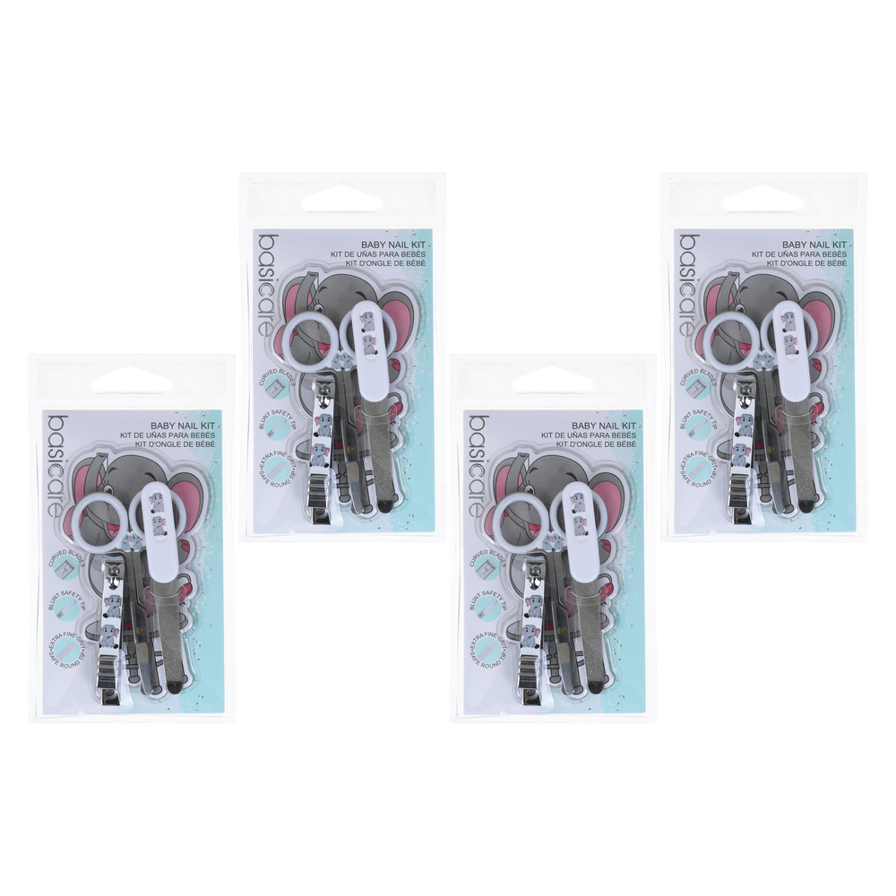 Basicare Baby Nail Kit Bundle of 4 3 Piece Clipper File Scissors