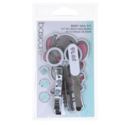 Basicare Baby Nail Kit 3 Piece Clipper File Scissors Safe Grooming Set