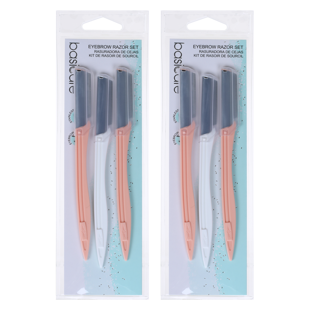 Basicare Eyebrow Razor Precision Grooming 3 Pack for Smooth Brow Shaping x 2
