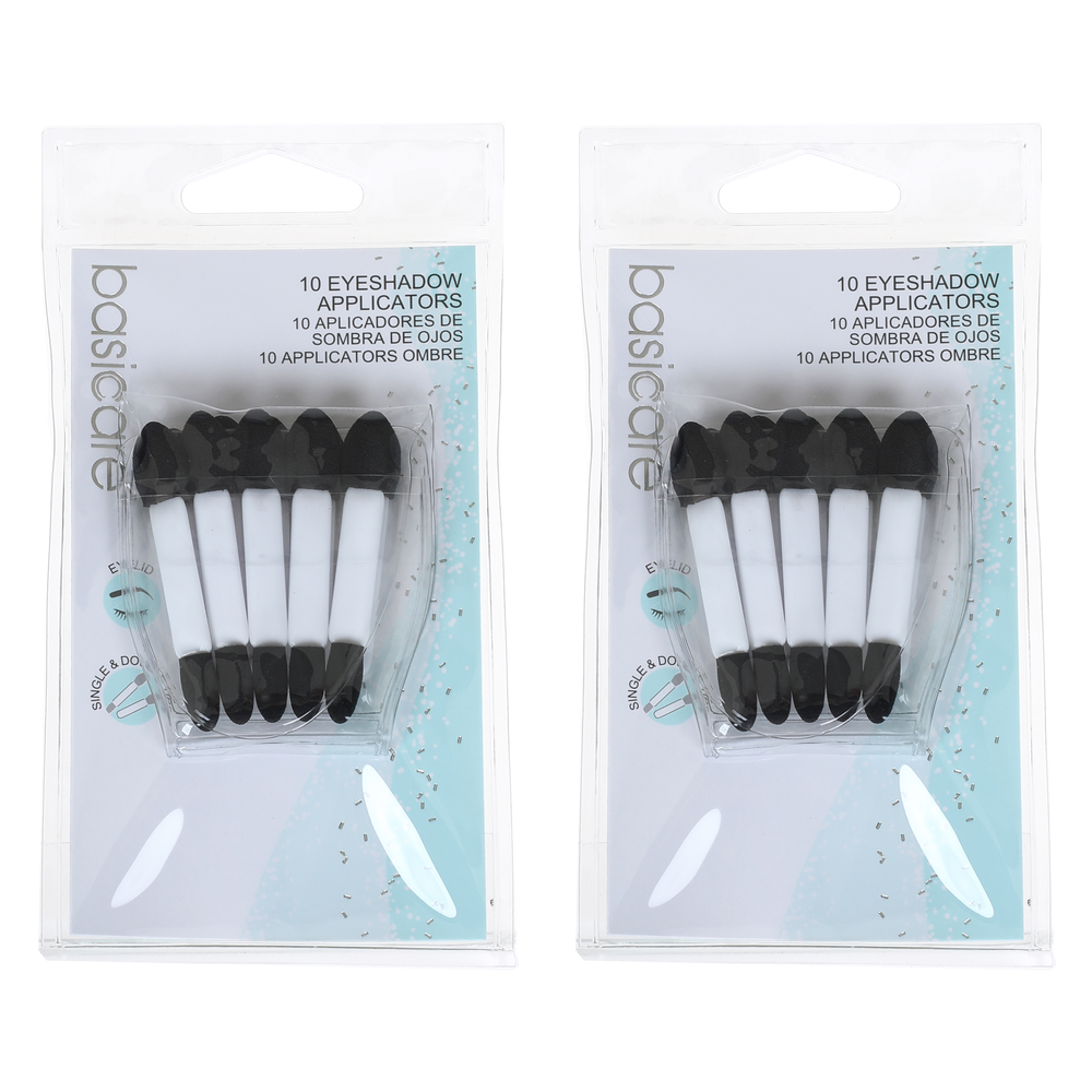 Basicare Eyeshadow Applicator 10 Pack with Single and Double End Tips x 2