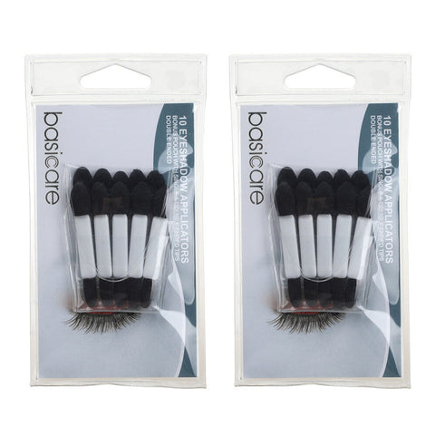 Basicare Eyeshadow Applicator 10 Pack with Single and Double End Tips x 2
