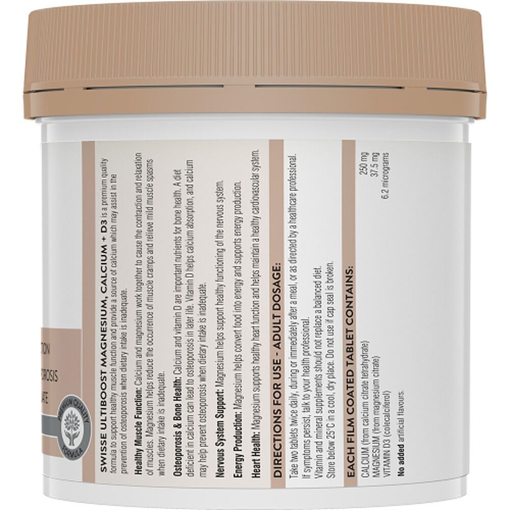 Swisse Ultiboost Magnesium, Calcium + D3 180 Tablets