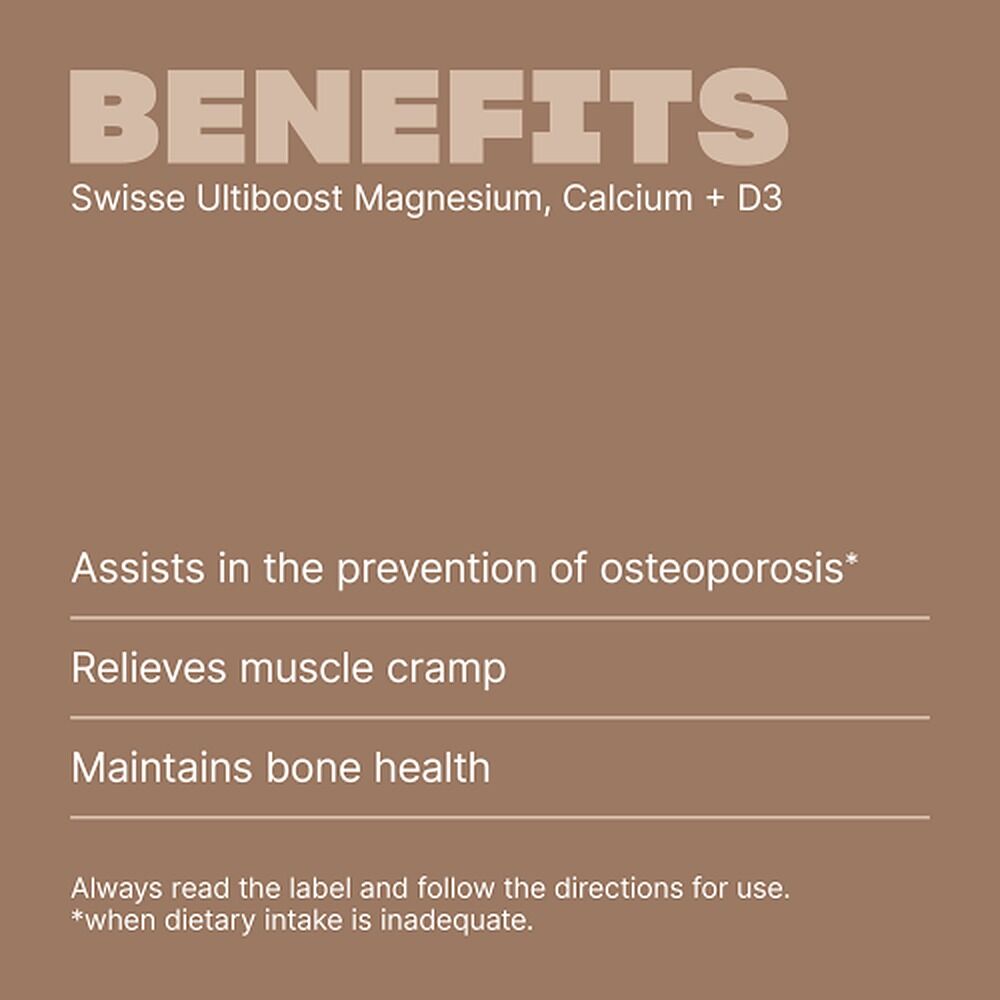 Swisse Ultiboost Magnesium, Calcium + D3 180 Tablets
