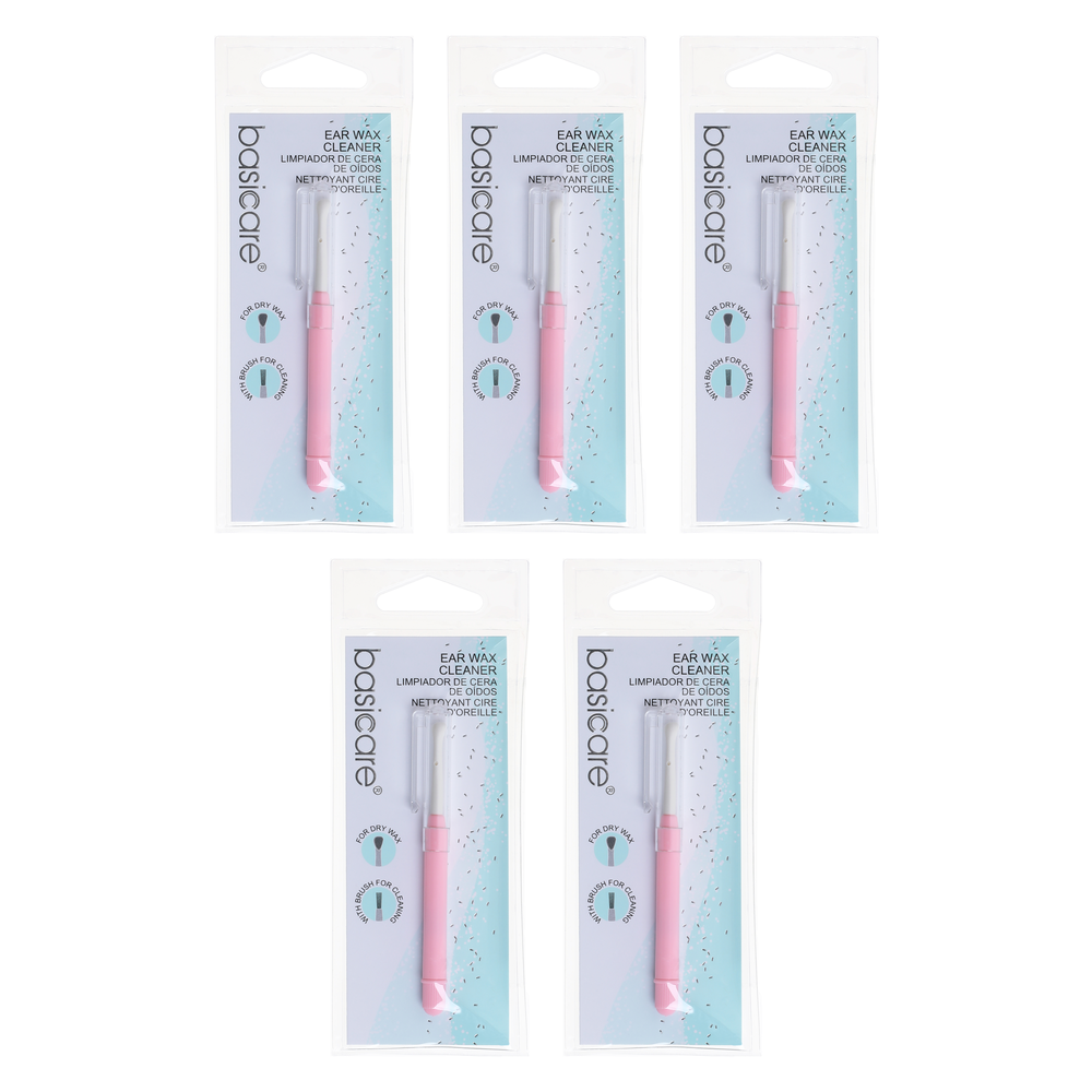 Basicare Earwax Remover Tool Bundle 5 Pack with Ear Pick Cleaner and Cover