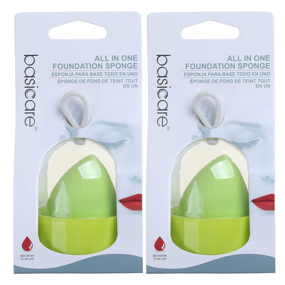 Basicare All In One Foundation Sponge Green x2 Makeup Blending Sponge