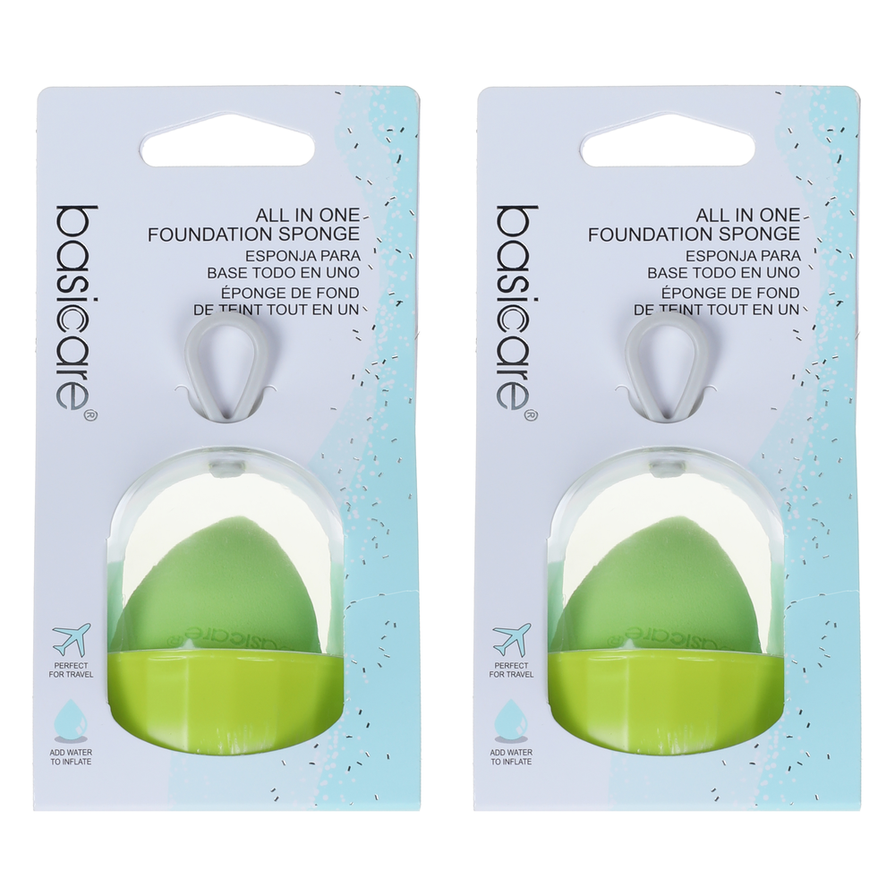 Basicare All In One Foundation Sponge Green x2 Makeup Blending Sponge