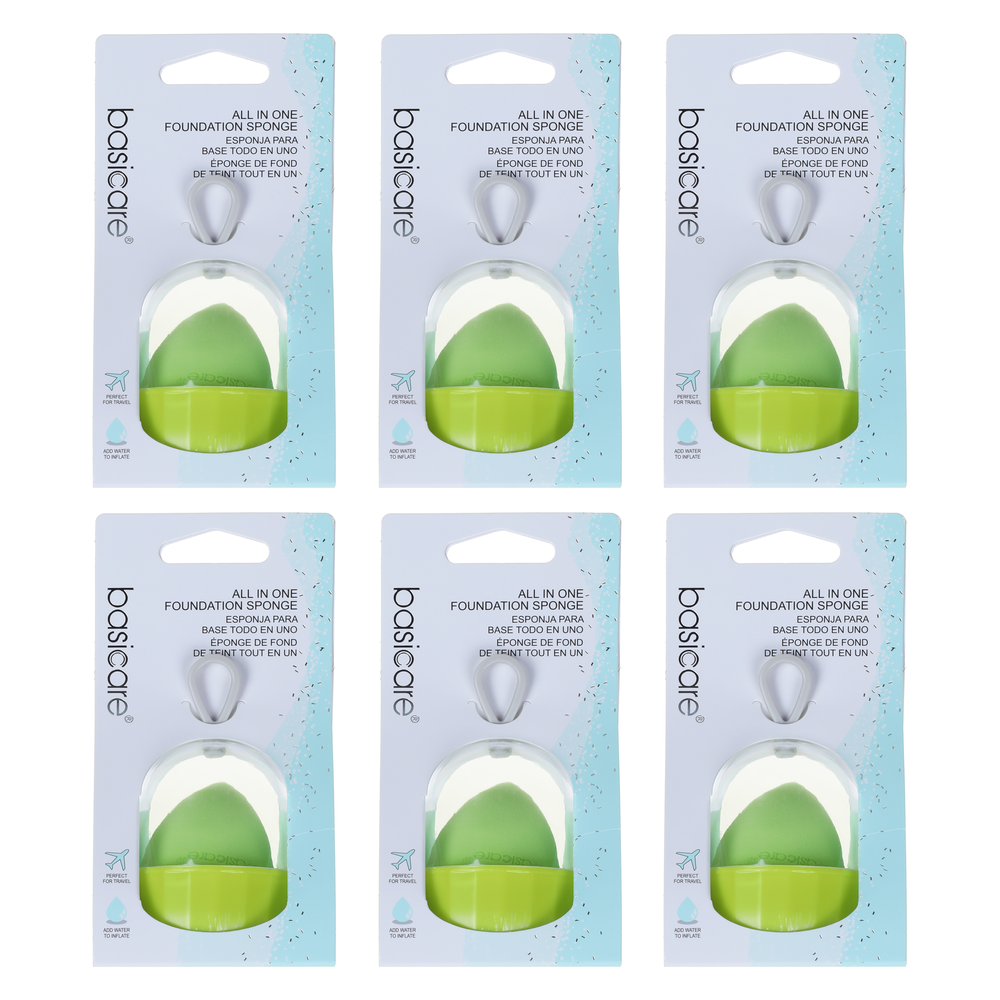 Basicare All In One Foundation Sponge Green Bundle of 6 Blending Sponges