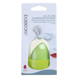 Basicare All In One Foundation Sponge Green Makeup Applicator for Flawless Finish