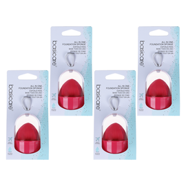 Basicare All In One Foundation Sponge Dark Pink 4 Pack Makeup Applicator Tool
