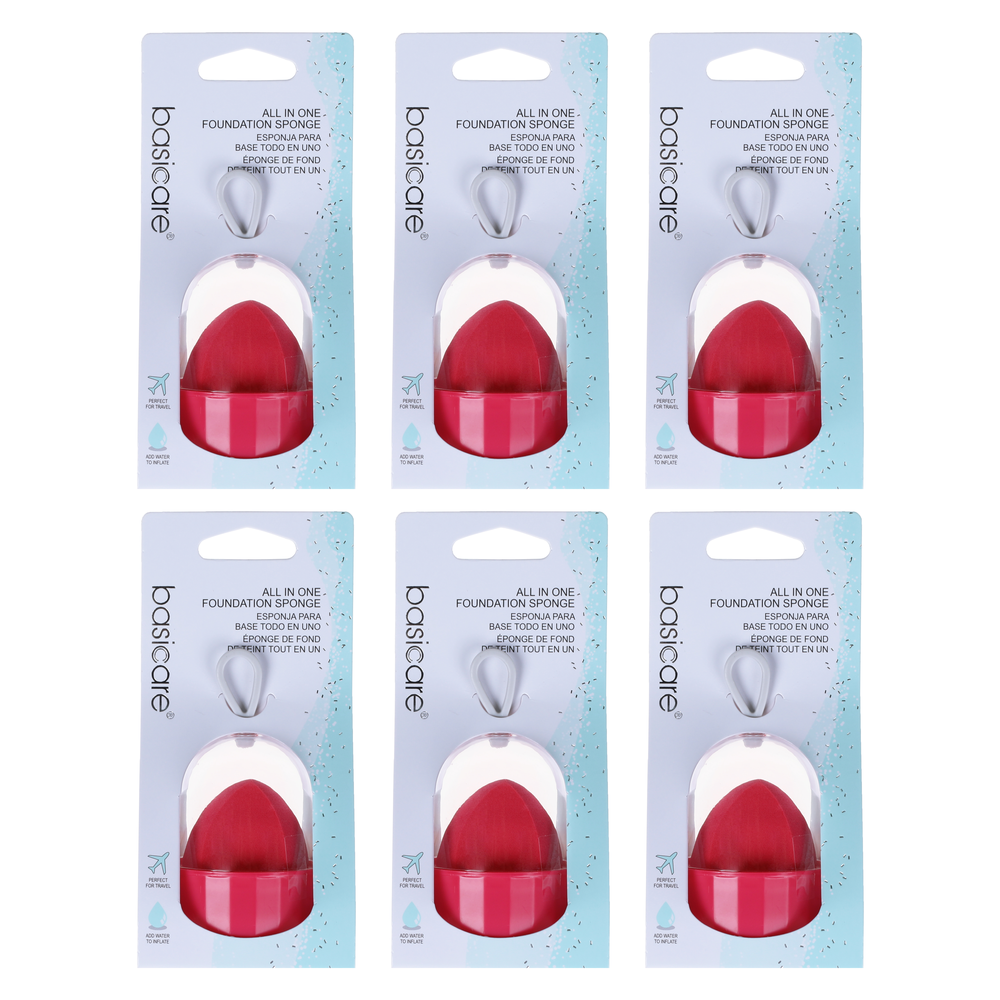 Basicare All In One Foundation Sponge Dark Pink Pack of 6