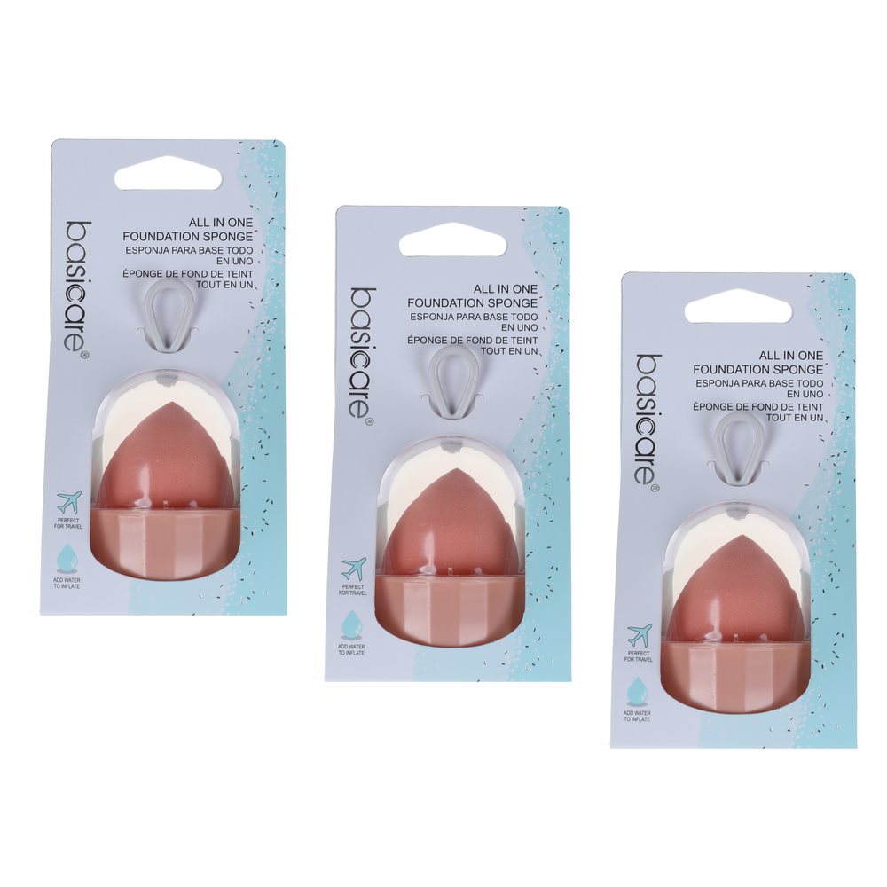 Basicare Foundation Sponge Light Pink 3 Pack Makeup Blending Sponge Bundle