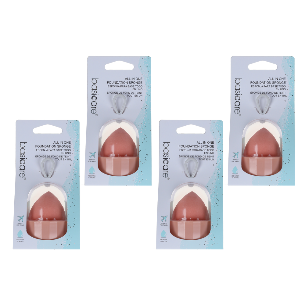 Basicare Bundle of 4 Foundation Sponge Light Pink Makeup Blending Tool