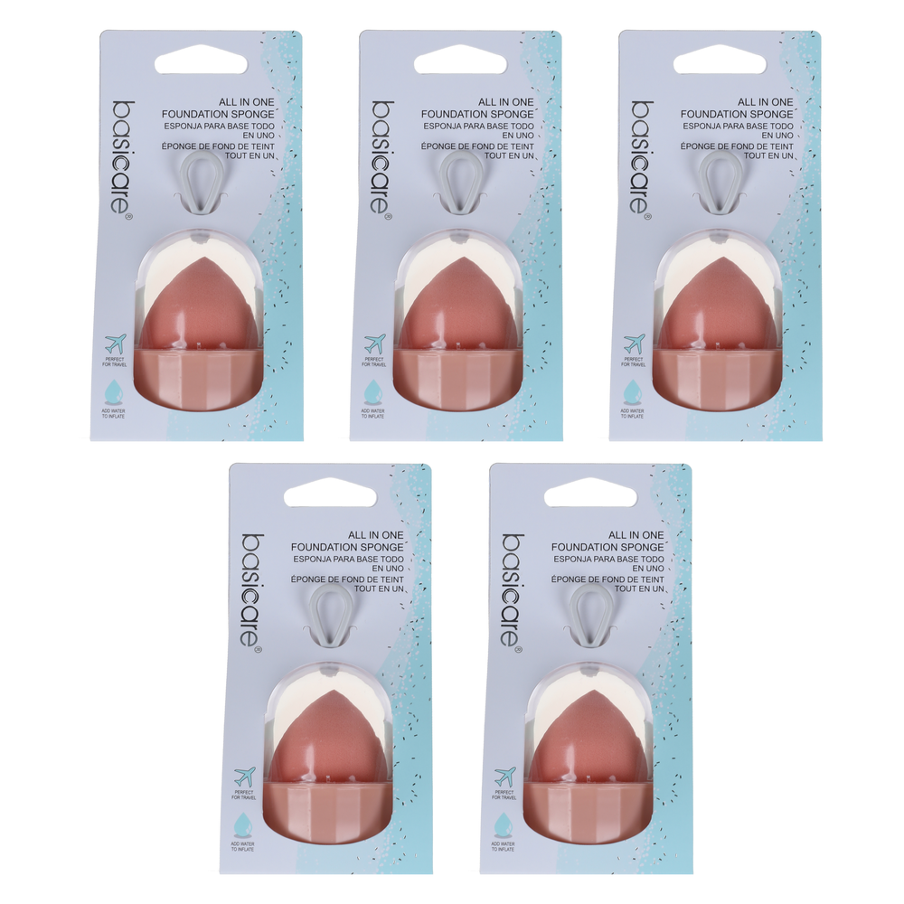 Basicare All In One Foundation Sponge Light Pink Bundle of 5