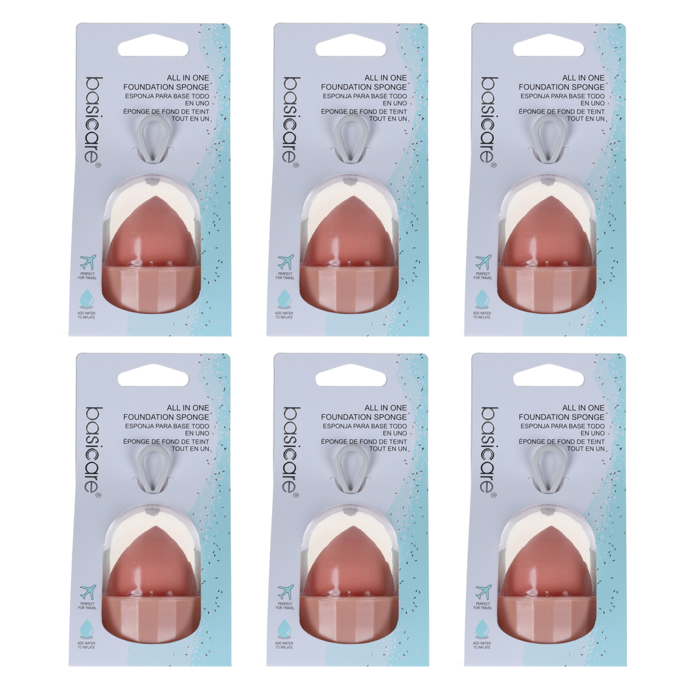 Basicare Bundle of 6 All In One Foundation Sponge Light Pink Makeup Blender