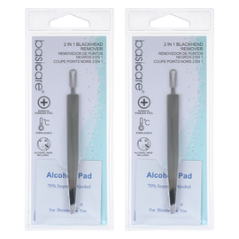 Basicare 2 in 1 Blackhead Remover Slant Tip Tweezers Twin Pack