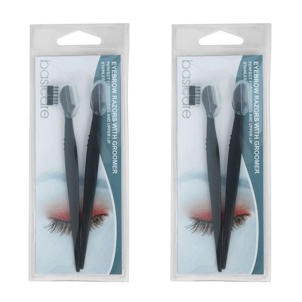 Basicare Eyebrow Razor with Groomer 2 Pack Stainless Steel Precision Shaper