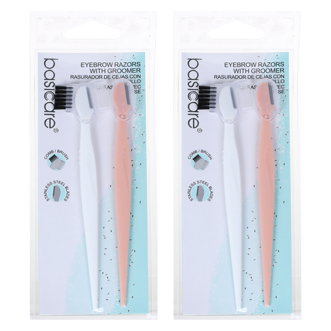 Basicare Eyebrow Razor with Groomer 2 Pack Stainless Steel Precision Shaper