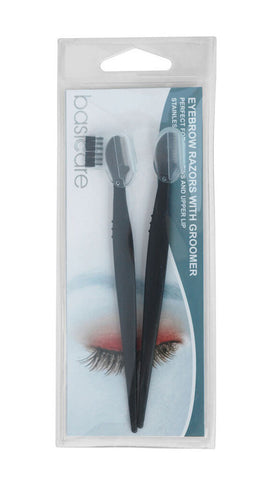 Basicare Eyebrow Razor with Groomer 2 Pack Stainless Steel Precision Shaper