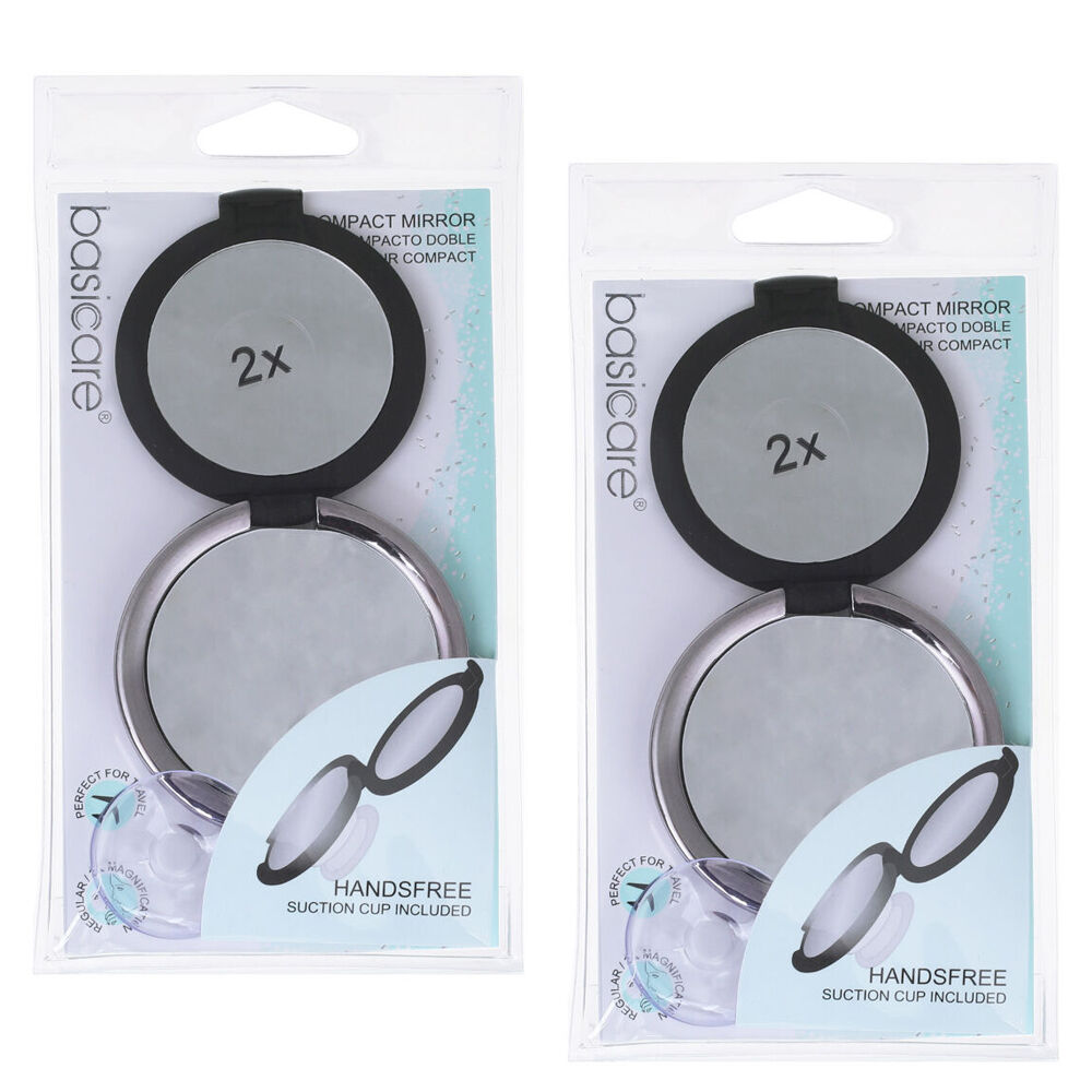 Basicare Duo 2 Sided Magnifying Compact Mirror Foldable Portable Pack of 2