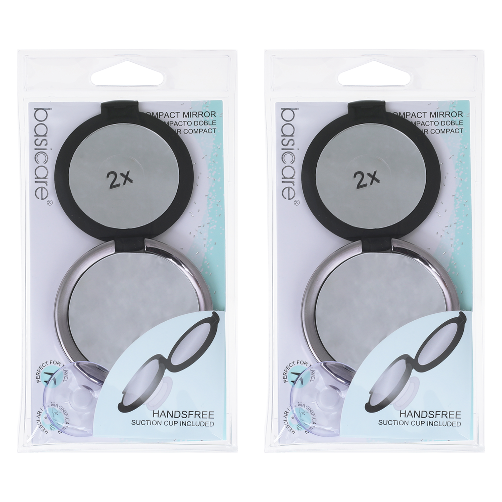Basicare Duo 2 Sided Magnifying Compact Mirror Foldable Portable Pack of 2