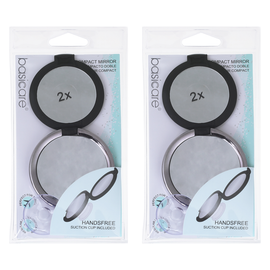 Basicare Duo 2 Sided Magnifying Compact Mirror Foldable Portable Pack of 2