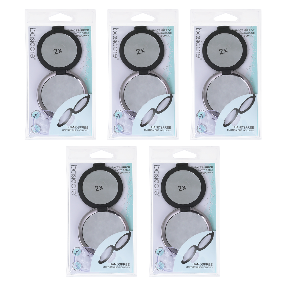 Basicare Duo 2x Magnifying Compact Mirror 2 Sided 5 Pack Folding
