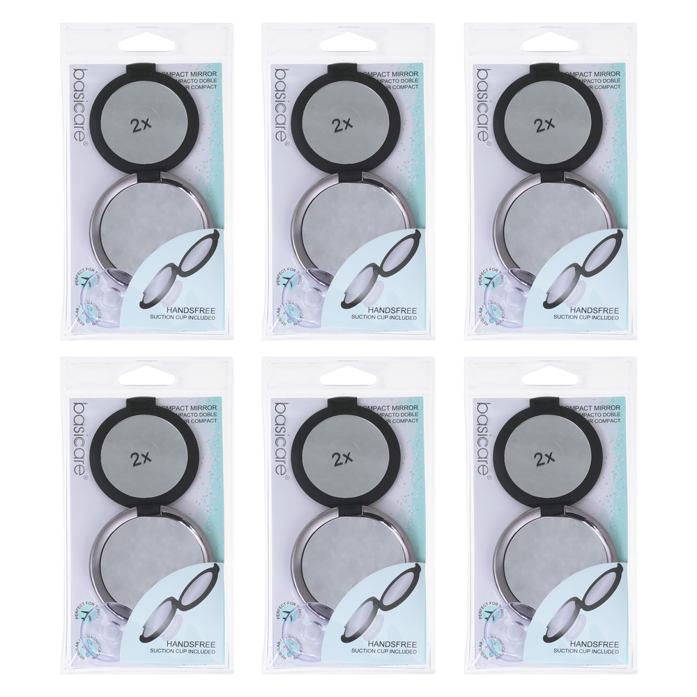 Basicare Duo Magnifying Compact Mirror 2 Sided Folding Bundle of 6
