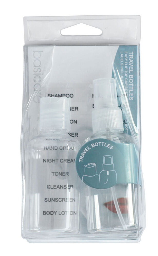 Travel Bottles X 2 - 80ml - Cosmetic W/Atomizer/Stickers