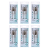 Basicare 3 Piece Lip and Eye Makeup Brush Set 13cm Nylon 6 Pack Bundle