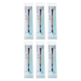 Basicare 2in1 Brow Brush 14cm Bundle of 6 Eyebrow Comb and Angled Brush