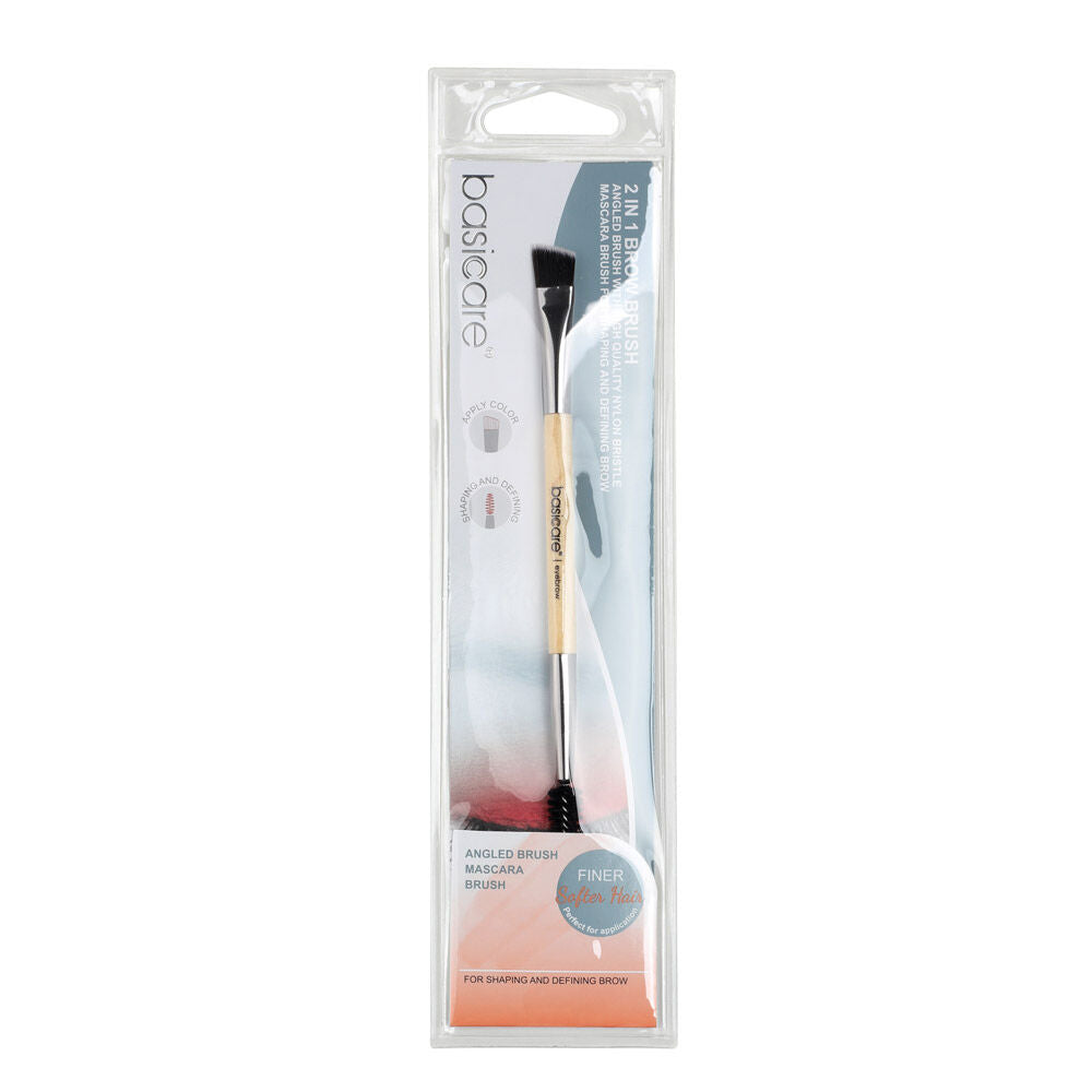 Basicare 2in1 Brow Brush 14cm Eyebrow Comb and Angled Makeup Tool