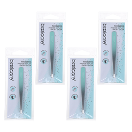 Basicare Slant Tip Gradient Rubber Tweezer Amber 9cm Bundle of 4 Precision Grip